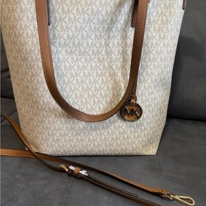 Michael Kors Cream and Brown Signature Tote